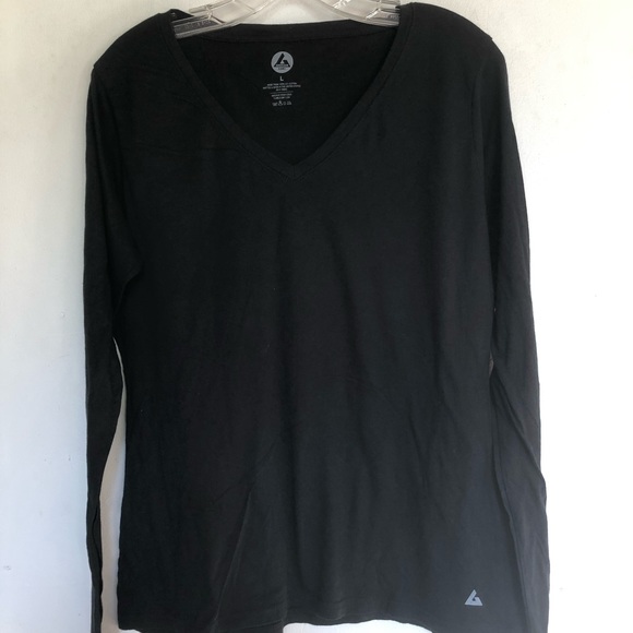Soft Cotton V Neck T Shirt Black Long Slee… - Picture 4 of 9